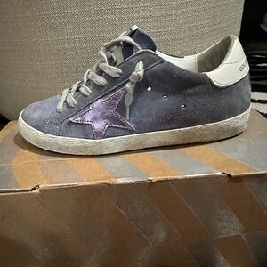 Golden Goose Superstar Low Top Blue Suede Sneaker Size 35